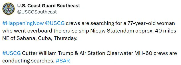 Coast Guard Launches Search for Missing Cruise Ship Passenger, Highlighting Government Response to Maritime Emergencies